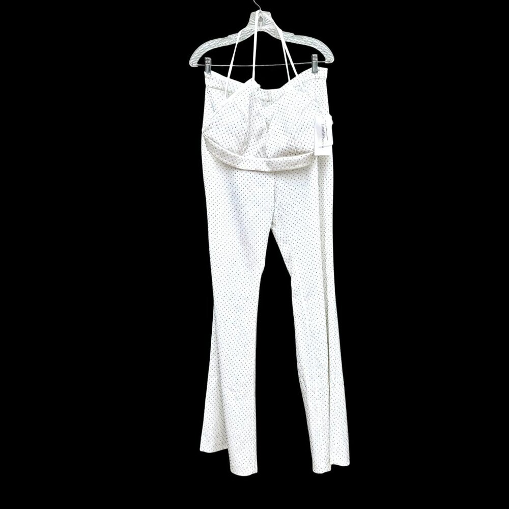 Nadine Merabi White Rhinestone Kira Two-Piece Set Top L Pants XL New - Picture 7 of 16